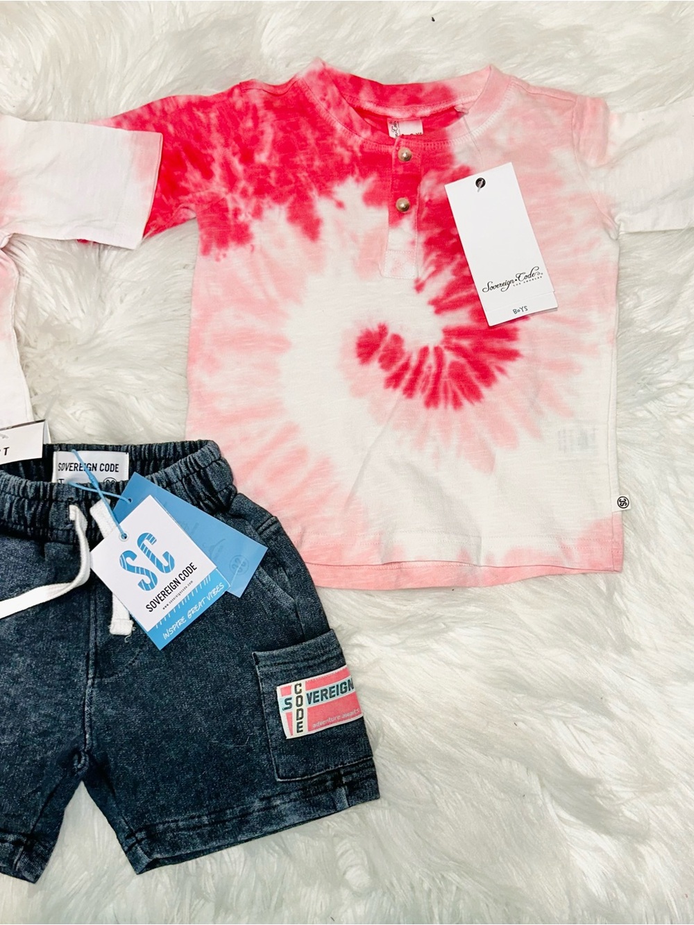 Sovereign Code Pink Tie-Dye Henley Top